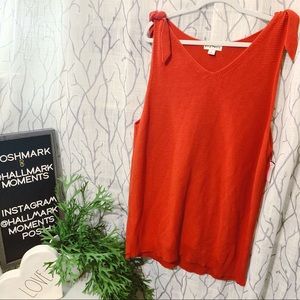{Ava + Viv} Red V-Neck Shoulder Tie Sweater Tank